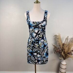 No Boundaries Blue Butterfly Print Mini Dress Size Large